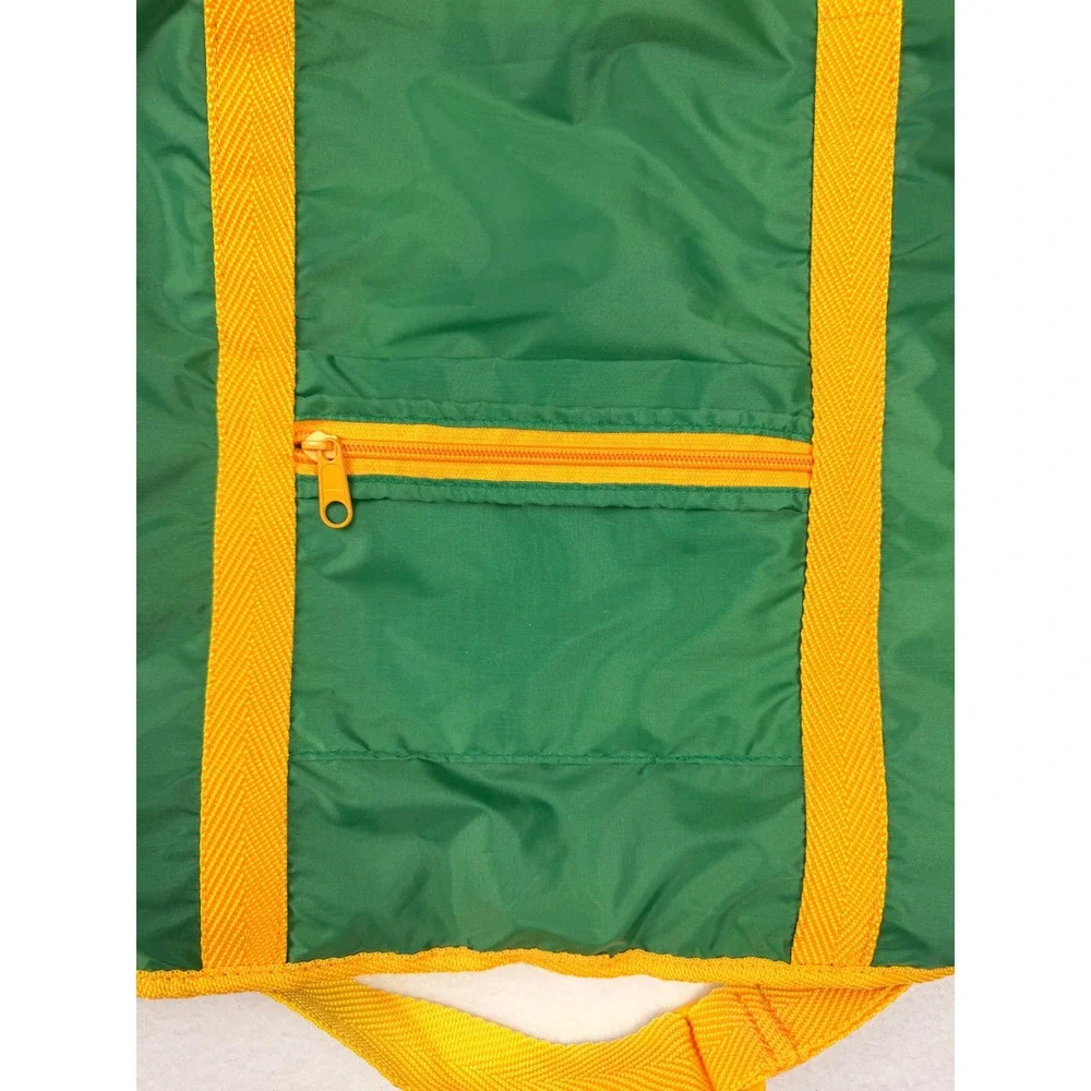Vintage 1997 Avon Green Yellow Nylon Duffle Bag Travel Gym Weekender Foldable